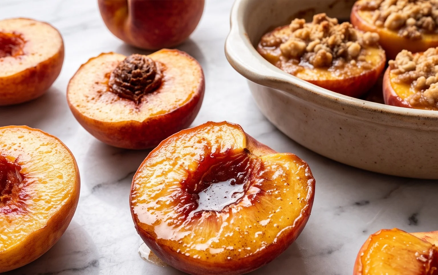 Easy Cinnamon Sugar Baked Peaches Recipe