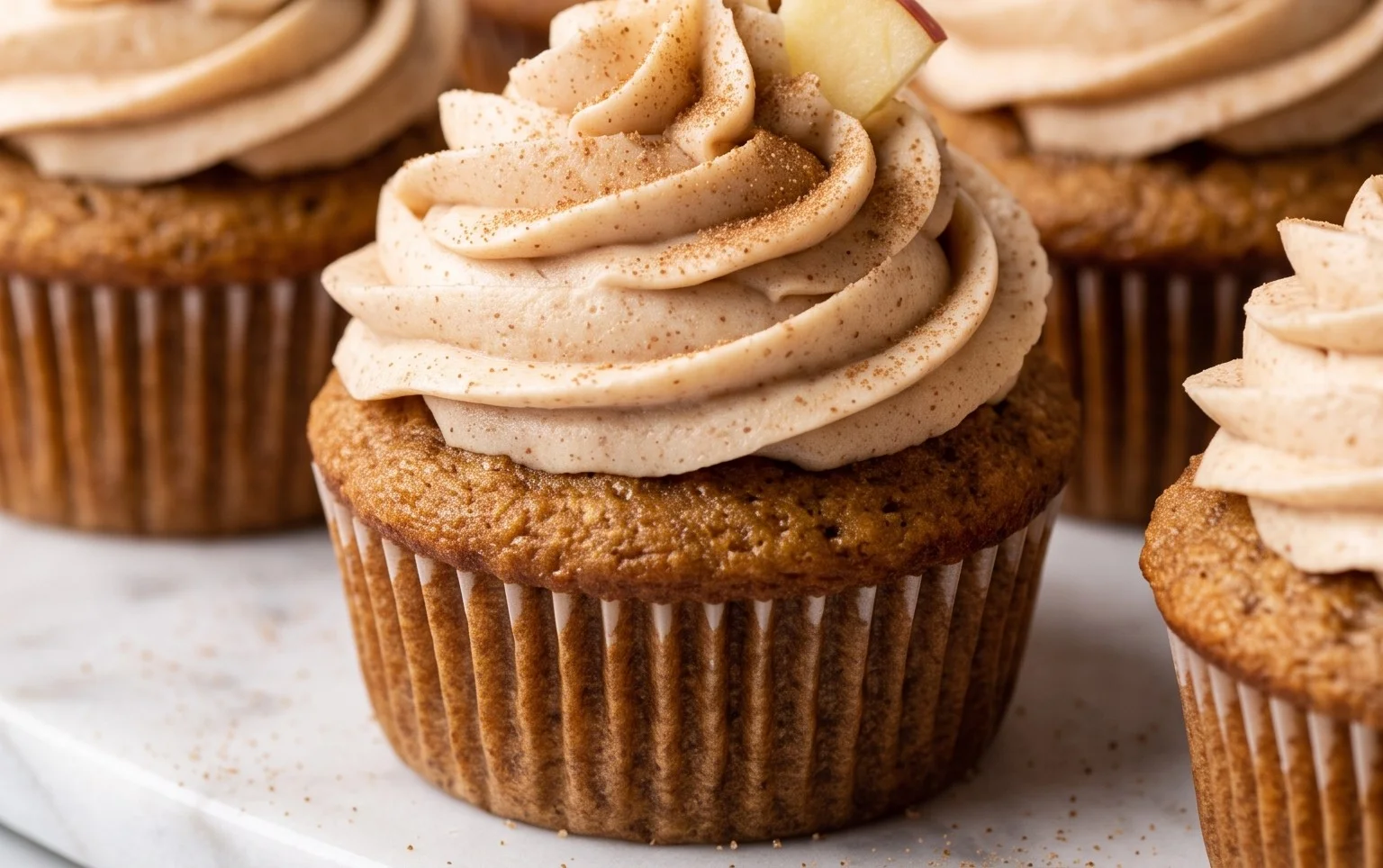 Apple Cider Cupcakes with Spiced Buttercream Frosting (gluten-free, whole grain)