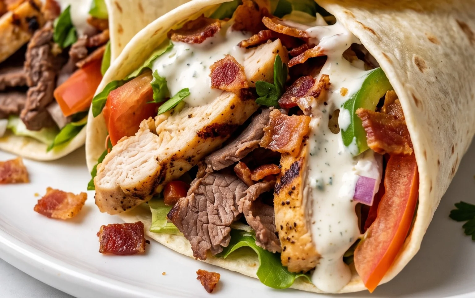 Chicken Beef Bacon Ranch Wraps